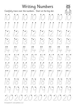 ‘Writing Numbers’ Formation Worksheets – 10-20 (SB5015) - SparkleBox Teaching Kids To Write, Preschool Number Worksheets, Numbers Worksheet, Kindergarten Reading Worksheets, Preschool Tracing, Tracing Worksheets Preschool, Preschool Math Worksheets, Free Preschool Worksheets, Kids Worksheets Preschool