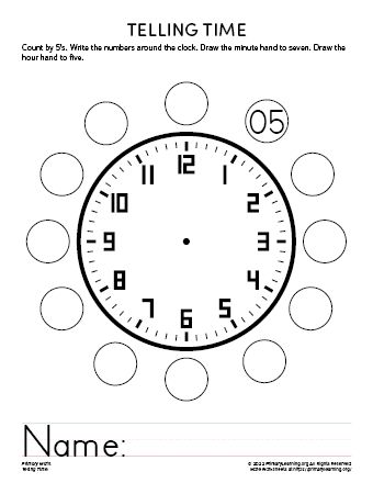 Telling Time To 5 Minutes, What Time Is It Worksheet, Count By 5s, Telling Time Games, Clock Worksheets, Learning Clock, Telling Time Practice, Elementary Worksheets, Counting By 5's