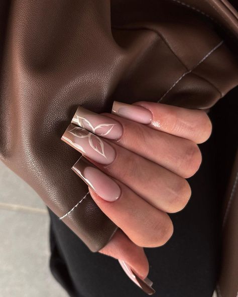 Ongles Beiges, Ballerina Nails Designs, Long Square Nails, Beige Nails, Fall Acrylic Nails, Classy Acrylic Nails, Ballerina Nails, Brown Nails, Fall Nail