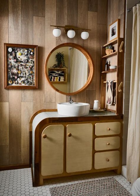 Wood panel bathroom