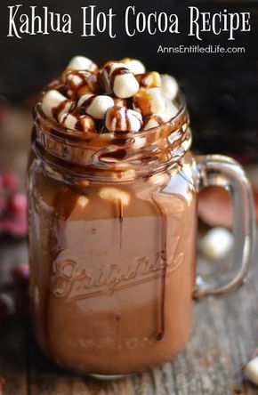 Ski Ideas, Creamy Hot Chocolate Recipe, Kahlua Recipes, Creamy Hot Chocolate, Boozy Hot Chocolate, Spiked Hot Chocolate, Potluck Ideas, Hot Cocoa Recipe, Cocoa Recipes