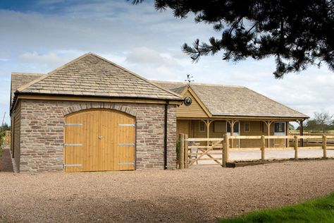 Beautiful Scotts timber stable with brick facings and timber arched doors Brick Stables, Small Horse Barn Ideas Layout, Stable Layouts, Horse Yard, Yard Layout, Dream Barn Stables, Small Horse Barns, Stable Yard, Hallway Cupboards