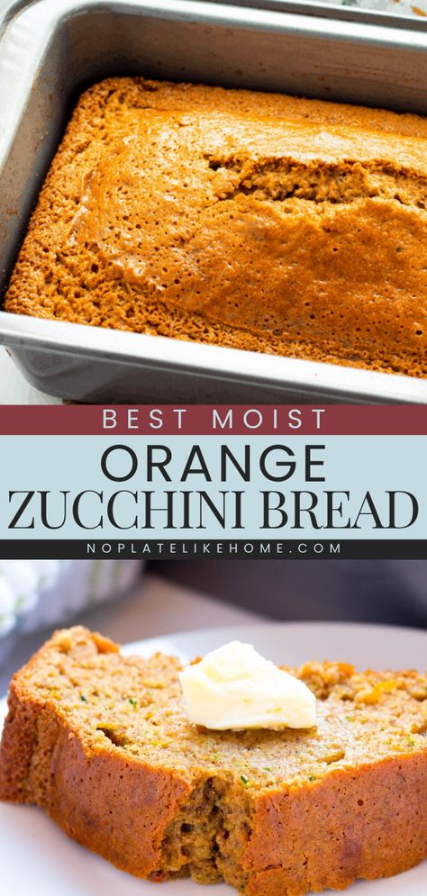 This Orange Zucchini Bread is the BEST! You'll want to double a batch of this fresh zucchini recipe. It's moist with the perfect flavor combo! Enjoy a slice of this zucchini quick bread as an easy summer breakfast, snack idea, or dessert! Zucchini Orange Bread Recipes, Orange Zucchini Bread With Orange Glaze, Light Zucchini Bread Recipes, Flavored Zucchini Bread, Orange Zucchini Recipes, Zucchini Orange Bread, Zucchini Sweet Recipes, Summer Bread Recipes, Summer Breads