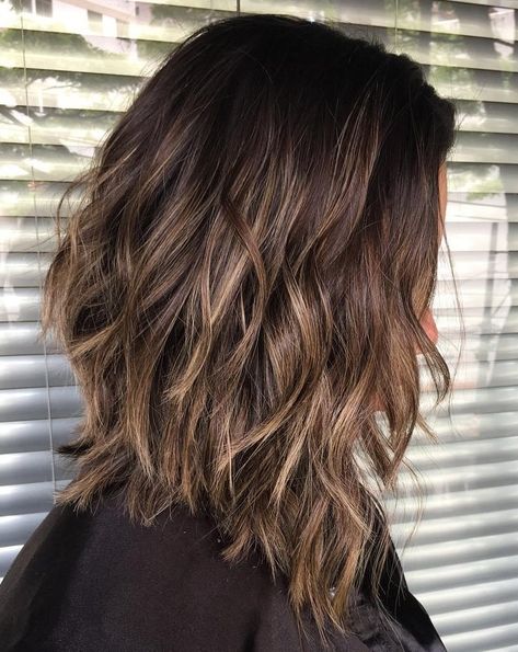 Long Angled Bob with Chopped Layers Medium Long Bob Hairstyles Lob Haircut, Angled Bob Hairstyles Medium Length, Lob Long Layers, Medium Lob Haircut With Layers, Layered Hair Medium Choppy, Haïr Style For Medium Length Hair, Shattered Bob Medium, Long Inverted Bob Haircuts, Best Hair Cuts For Wavy Hair