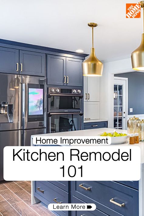 A kitchen remodel is the perfect way to transform your space into an attractive and functional room that works for you. Our kitchen renovation services at The Home Depot are designed to bring your vision to life while staying in budget and on schedule. Use this guide to learn what to expect throughout each phase of the process. Tap to learn more. Meal Planner Board, Remodel Hacks, Kitchen Organization Hacks, Home Maintenance Tips, Lake House Kitchen, Kitchen Remodel Inspiration, Kitchen Design Plans, House Design Kitchen, Blue Kitchen