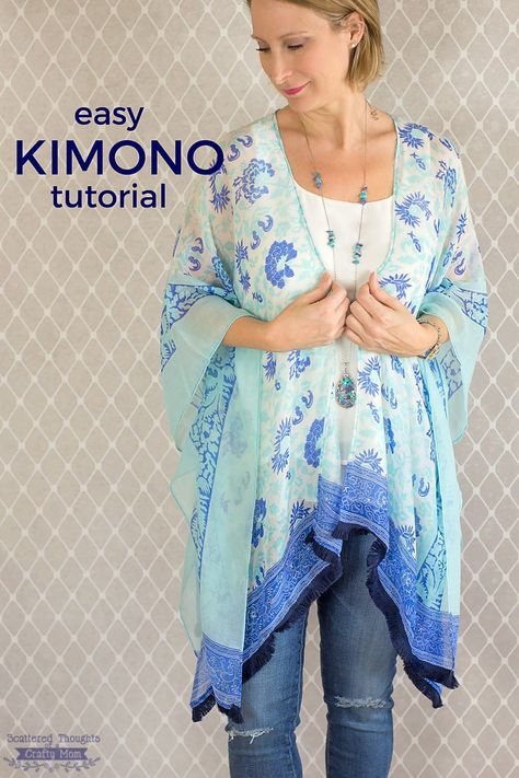 Kimono Tutorial, Sewing Things, Sew Ins, Diy Vetement, Beginner Sewing Projects Easy, Kimono Pattern, Leftover Fabric, Sewing Projects For Beginners, Love Sewing