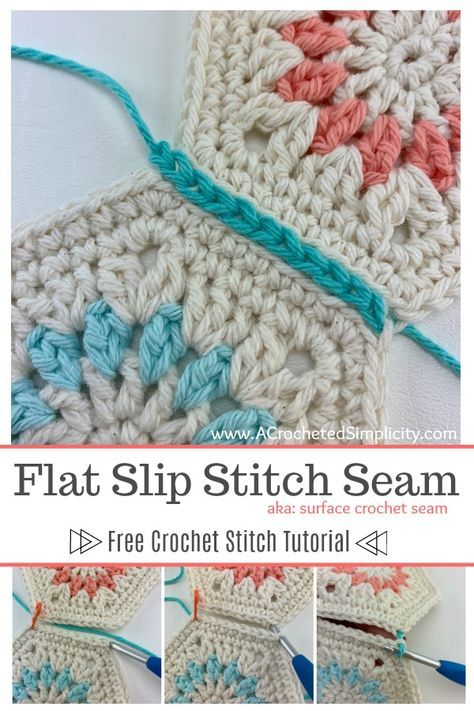 Types Of Seams, Crochet Slip Stitch, Crochet Hexagon, Crochet Blocks, Crochet Lessons, Granny Square Crochet Pattern, Crochet Stitches Tutorial, Crochet Instructions, Crochet Stitches Patterns