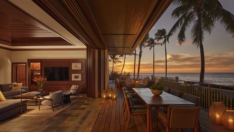 Resort Interior Design, Hawaiian Resorts, Poolside Dining, Hawaii Resorts, Four Seasons Resort, Vacation Villas, Four Season, Luxury Villas, Four Seasons Hotel