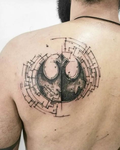 Star Wars Symbols Tattoo, Millennium Falcon Tattoo, Star Wars Tattoo Sleeve, Falcon Tattoo, Star Wars Symbols, Unusual Tattoo, Star Tattoo, Star Wars Tattoo, B Tattoo