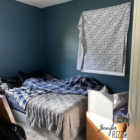 Teen Boy Shared Bedroom, Blue Teen Boy Room, Older Teen Boy Bedroom Ideas, Bedroom Beadboard Walls, Small Teen Boy Bedroom, No Bed Bedroom Ideas, Teenager Boy Room, Teen Boy Bedroom Paint, Beds Without Headboards Ideas