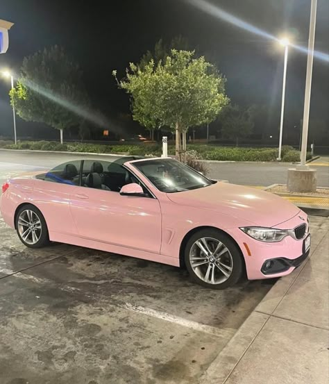 White Car Pink Interior, Pink Wrapped Car, Pink Bmw, Mercedes Benz Convertible, Wallpers Pink, Bmw Convertible, Pink Convertible, Pink Cars, Girly Car