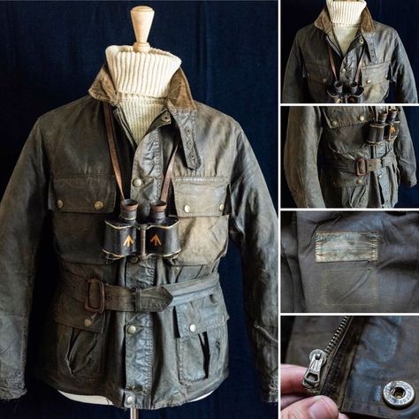 Ursula Barbour Jacket late 1930s Commissioned by the Royal Navy For submarine captains for the 2nd World war. This is the beginnings of the Barbour international A7 motorcycle jacket. Isn’t it beautiful Barbour International Jacket Men, Barbour Motorcycle Jacket, Barbour Jacket Mens, Barbour International Jacket, Barbour Style, Waxed Jacket, Waxed Cotton Jacket, Barbour Mens, Barbour Jacket