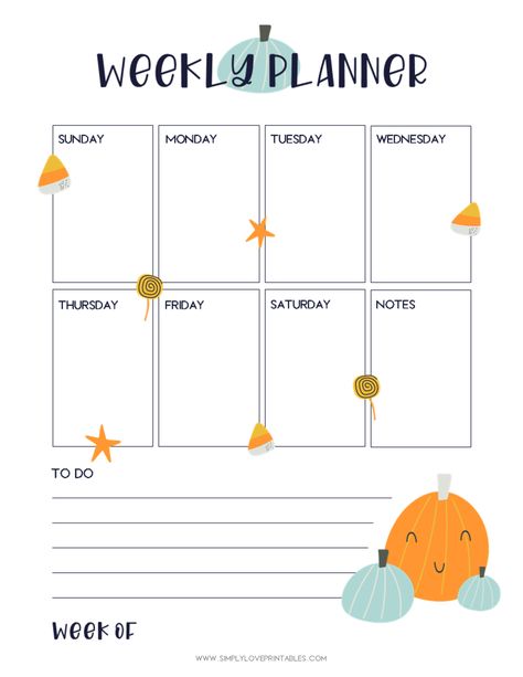 Simply Love Printables October Planner Pages_Page_3 October Weekly Planner, Love Printables, October Planner, Daily Schedules, October Activities, Weekly Printable, Journal Elements, Planning Pages, Student Christmas Gifts