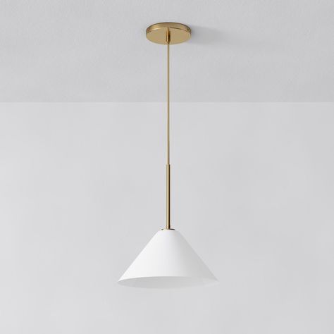 Sculptural Cone Pendant | West Elm Canopy Glass, Smart Bulbs, Metal Canopy, House Lighting, Hallway Lighting, Home Improvement Ideas, Window Shades, Kitchen Remodel Idea, Key Details