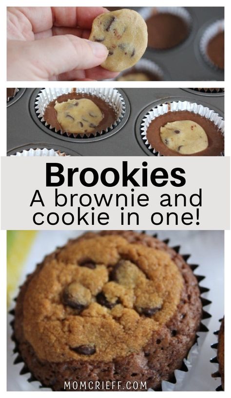 Brookies Recipe, Brownie Mix Recipes, Brownie Mix Cookies, Refrigerated Cookie Dough, American Desserts, Banana Chocolate, Brownie Mix, Chocolate Craving, Chocolate Muffins