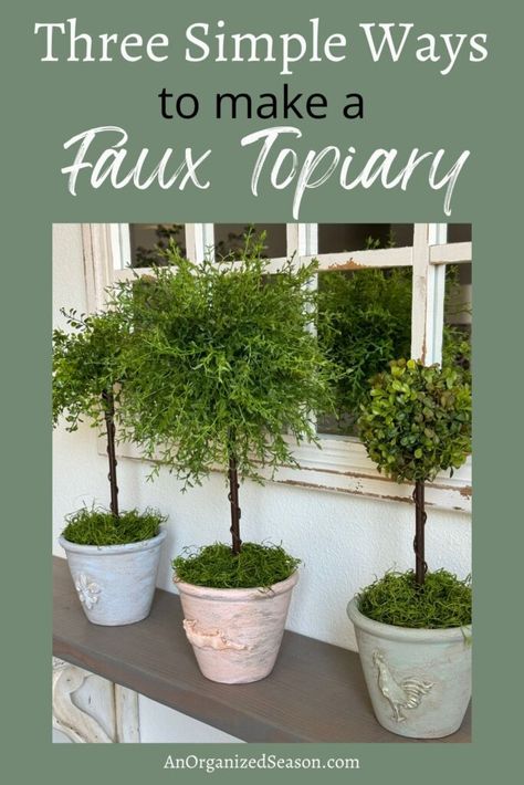 Would you love to have plants in your home but don't want the hassle of watering and pruning? A faux topiary is the perfect solution! Kitchen Reno On A Budget, Diy Dining Room Decor, Reno On A Budget, Diy Topiary, Faux Topiary, Kitchen Decor Diy, Cheap Diy Projects, Green Spray Paint, Topiary Diy