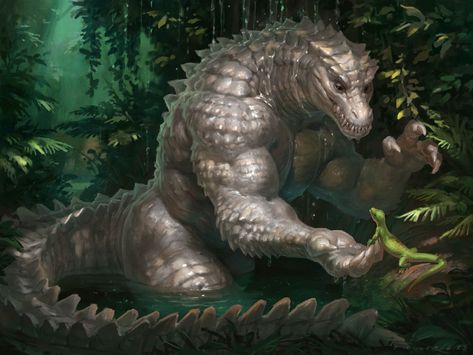 ArtStation - Big Friendly Crocodilian, Taran Fiddler Taran Fiddler, Anthro Animals, Fantasy Beasts, 다크 판타지, Monster Concept Art, Fantasy Monster, Fantasy Creatures Art, Mythical Creatures Art, Creature Concept Art