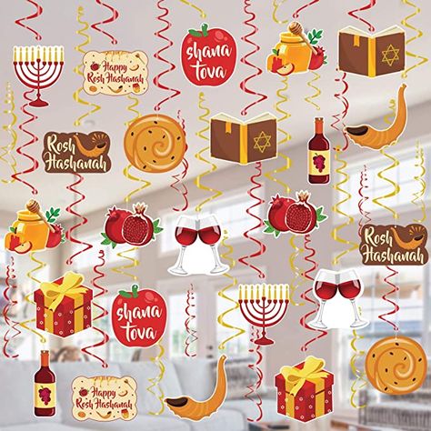 Tifeson Rosh Hashanah Decorations Hanging Swirls - 36 Pcs Jewish New Year Party Decorations Swirls - Shana Tova Jewish Holidays Decorations Supplies : Amazon.com.au: Stationery & Office Products Rosh Hashana Decorations, New Year Party Decorations, Yom Teruah, Holidays Decorations, Jewish Crafts, Jewish New Year, New Year's Party Decorations, Thanksgiving Banner, Paper Flower Decor