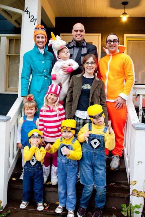 DIY Minions Gru Halloween Costume Idea Margo Despicable Me Halloween Costume Diy, Agnus From Despicable Me Unicorn, Gru Lucy And Minion Costume, Margot Despicable Me, Gru Vector And Minion Costume, Despicable Me Costume Group, Gru Vector Minion Costume, Gru And Vector Halloween Costume, Lucy And Gru Costume