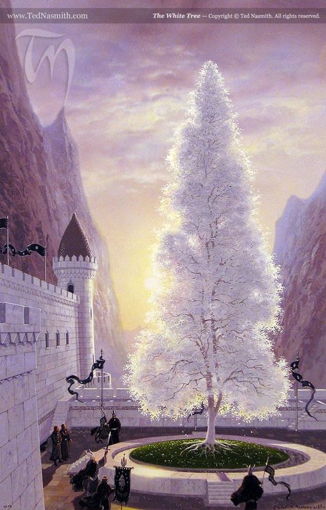 Ted Nasmith, White Tree Of Gondor, Tree Of Gondor, Minas Tirith, John Howe, Middle Earth Art, Tolkien Art, Lotr Art, Fantasy Stuff