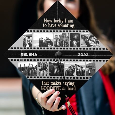 Looking for a unique graduation cap topper on the big day? Check out our design Custom Memories Graduation Cap Topper, Photo Collage Grad Cap Topper, Friends Cap Decoration, Gift for Her Class of 2023. It's the perfect choice for you. Or it could be a special gift for your loved one who prepares for the graduation ceremony. ★ DETAIL: We create all of our graduation cap toppers digitally to ensure a high-quality design. Once the design is complete, we print it onto durable cardstock that is built to last. Your topper will be carefully packaged and shipped to you, ready to be attached to your cap for your special day. Each printed graduation cap decoration comes with the following: - 9.5 X 9.5'' printed paper topper. - Double-sided adhesive to attach to your cap. - Made in the USA. ★ We PRIN Camera Graduation Cap, All Because Of You Graduation Cap, Graduation Cap Designs Friend Group, Photographer Graduation Cap, Graduation Cap Designs Sentimental, Photo Graduation Cap, Picture Collage Graduation Cap, Photo Collage Graduation Cap, Photo Grad Cap