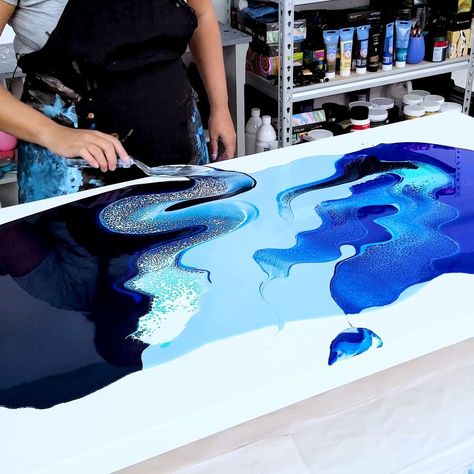 How To Mix Navy Blue Acrylic Paint, Monochromatic Blue Painting, Fluid Painting, Negative Space, The End, Big Blue, Number Two, Colour Palette, Two By Two