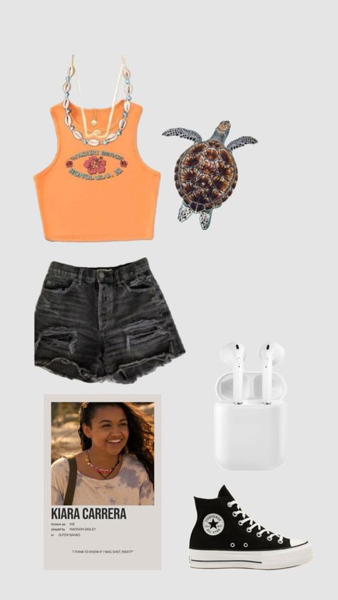 #outfit #summer #cute #kie #obx #shufflefyp Kiara Carrera Inspired Outfits, Obx Kie Style, Outer Banks Converse, Kie Carrera Outfits, Pouge Style Outfit, Extrovert Outfits, Kook Style Outer Banks, Obx Outfits Sarah, Kiara Obx Inspired Outfits