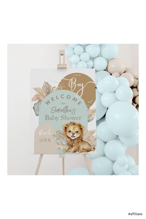 Safari Shower Ideas, Lion Baby Shower Theme, Safari Baby Shower Boy, Lion Baby Shower, Baby Shower Safari Theme, Animal Baby Shower Theme, Baby Boy Themes, Lion Baby, Jungle Baby Shower Theme