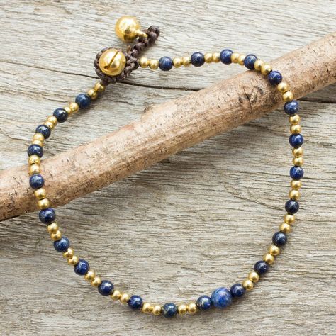 Bead Anklet, Lapis Jewelry, Lapis Lazuli Jewelry, Turquoise Jewelry Native American, Popular Jewelry, Handmade Brass, Beaded Anklets, Anklet Jewelry, Jewelry Online Shopping