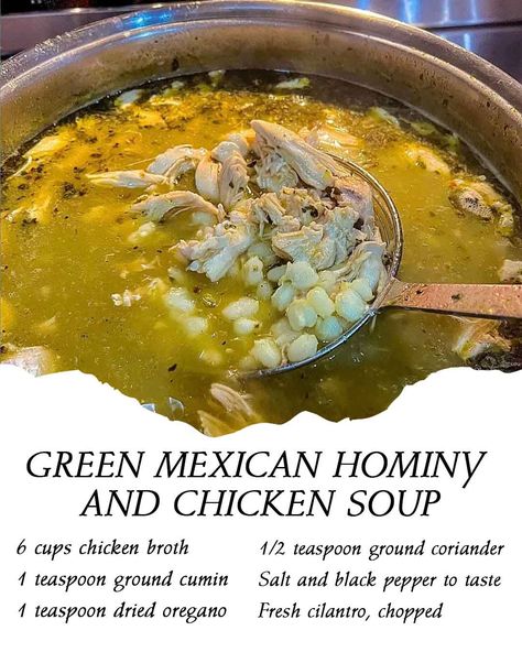 Search Results for “Green Mexican Hominy and Chicken Soup” – 99easyrecipes Green Mexican Hominy And Chicken Soup, Mexican Hominy Soup, Hominy Soup Recipes, Hominy Soup, Mexican Soups, Easy Bakes, Pozole Verde, Comfort Meals, Roasted Poblano Peppers