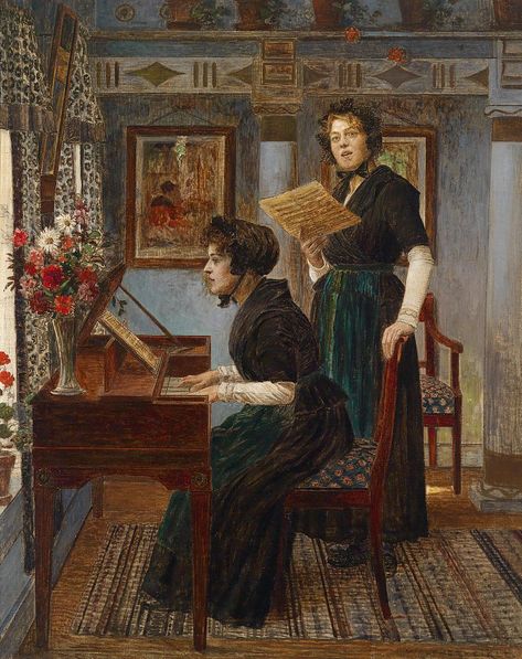 The Singing Hour by Walter Firle (1859-1929) was a 19th-century painter from Germany Singing Painting, Piano Lessons For Beginners, Piano Art, Edouard Vuillard, Amedeo Modigliani, Blog Art, Singing Lessons, Musical Art, Music Lessons