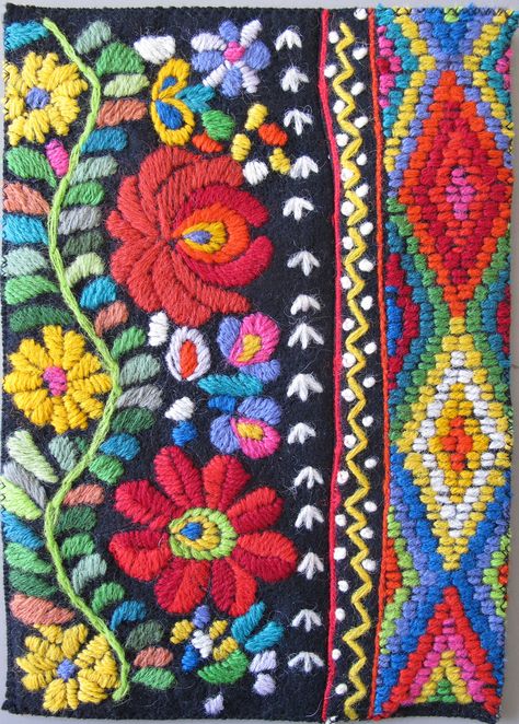 Hungarian embroidery Mexican Embroidery, Hungarian Embroidery, Redwork Embroidery, Embroidery Patterns Vintage, Learn Embroidery, Folk Embroidery, Satin Stitch, Vintage Embroidery, Embroidery Inspiration