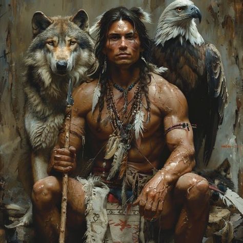 Native American Back Tattoos, Eagles In Flight, Warrior Man, Native American Wall Art, American Indian Artwork, Indian Warrior, Apache Indian, Native American Wolf, Native American Warrior