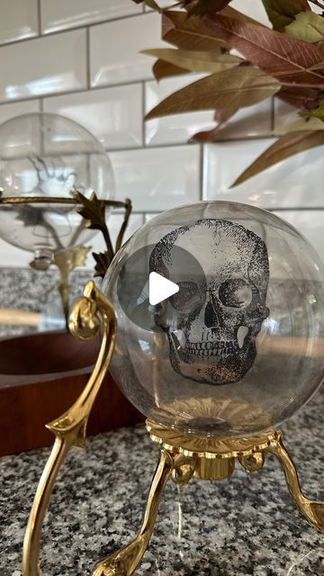 Lindsey Sopcak | Thrifting, Upcycling, DIY on Instagram: "🔮 I can see clearly that you’ll be making one of these for your home soon! 🔮  comment CRYSTAL BALL or just 🔮 for the tutorial!  #diyhalloween #diyhomedecor #halloweenhome #trlthriftscore #thriftedandstyled #homeonabudget" Crystal Ball Diy, Diy Crystal Ball, Halloween Crystal Ball, Diy Dollar Store Crystal Ball, Resin Crystal Ball Diy, Crystal Ball Scrying, Crystal Ball Candlesticks, 3d Crystal, Diy Crystals