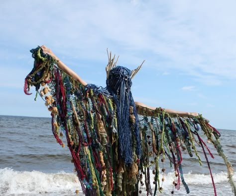 Seaweed Outfit, Seaweed Clothes, Seaweed Crochet, Seaweed Costume, Seaweed Dress, Sea Witch Outfit, Original Costumes, Ocean Outfits, Folk Horror