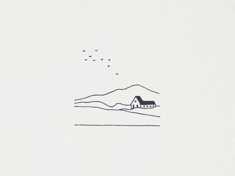 Minimalist Tattoo Outdoors, Hill Tattoo Simple, Small Landscape Tattoo, Landscape Outline Drawing, Landscape Line Tattoo, Landscape Tattoo Minimalist, Landscape Tattoo Ideas, Line Landscape Tattoo, Simple Landscape Tattoo