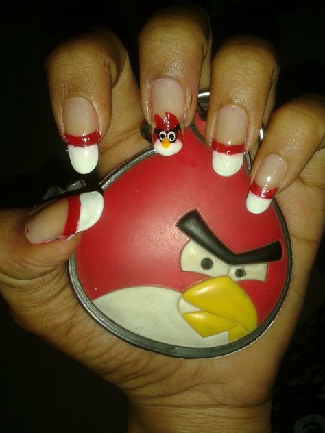 angry bird nail art Bird Nail Art, Angry Bird, Mario Mushroom, Mario Characters, Nail Art, Nails, Art, Nail Arts