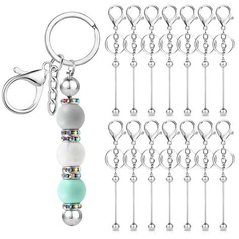 PRICES MAY VARY. Package Includes - You will receive 15pcs bead keychain bars, sufficient quantitycan meet your decoration and DIY crafts need, giving you endless options to express your creativity. Beadable Design - The DIY keychain is designed with beadable bars, easy to twist off and add multifarious beads, jewelry, or decorations, perfect for you to create multiple personalized designs and share with your family and friends. Premium Material - Our keychain bars are made of quality metal mate Country Beaded Jewelry, Clay Bead Keychain Diy, Bubblegum Bead Keychains, Clay Bead Keychain Ideas, Beaded Keychain Diy, Diy Beaded Keychain, Beadable Keychains, Cheer Keychain, Friend Keychains