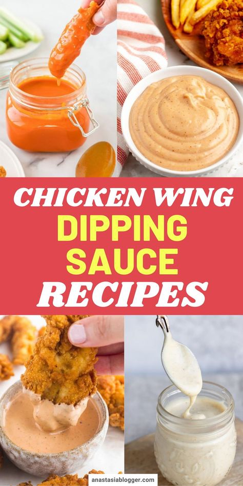 You can eat chicken wings on their own but if you want more flavor, here are 15 amazing dipping sauces for chicken wings you can whip up in no time! #partyfood #dippingsauce #chickenwings Chicken Wing Sauce Recipe Homemade, Creamy Mild Wing Sauce Recipe, Dipping Sauce For Wings Recipes For, Chicken Wings Dips, Everything Wing Sauce, Dips That Go With Chicken Wings, Chicken Wing Sauces Recipe, Sauce Recipes For Chicken Wings, Best Dipping Sauces For Chicken