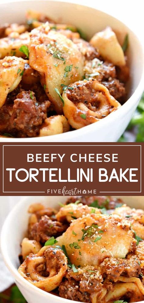 Cheese Tortellini Bake, Baked Tortellini, Tortellini Bake, Tortellini Recipes, Beef Casserole Recipes, Pasta Dinner Recipes, Cheese Tortellini, Easy Casserole Recipes, Beef Recipes Easy