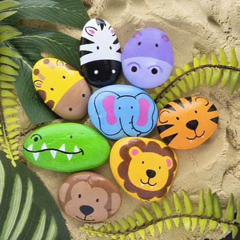 Stone Painting Techniques Art And Craft Supplies, Diy Rock Art, Painted Rock Animals, Stone Art Painting, Painted Rocks Kids, Painted Rocks Craft, Painted Rocks Diy, Rock Painting Ideas Easy, Rock Painting Patterns