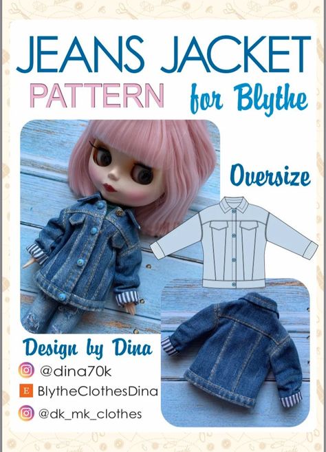 Blythe Jacket Patterns PDF Download Blythe Clothes Blythe | Etsy Blythe Doll Clothes, Barbie Sewing Patterns, Doll Clothes Patterns Free, Dolls Clothes Diy, Blythe Outfit, Clothing Patterns Free, Blythe Clothes, Cute Jackets, Jacket Pattern