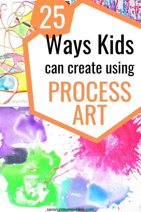 Check out these easy Process Art activities for kids. These 25 art ideas are fantastic for toddlers and preschoolers to need to develop fine motor skills, explore the sensory side of art, experiment and just have fun. #artsandcrafts #processart #toddlers #preschool #finemotor Process Art Activities For Preschoolers, Preschool Process Art Activities, Processed Art For Toddlers, Processed Art For Preschoolers, Process Art For Toddlers, Process Art Ideas, Cds Art, Process Art Activities, Easy Process Art