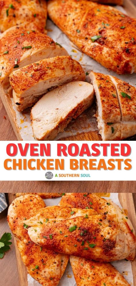 Roasted Chicken Breast Recipes, Roasted Chicken Breasts, Pan Chicken Breast, Chicken Breast Oven Recipes, Soul Recipes, Oven Roasted Chicken Breast, Chicken Breast Dishes, Chicken Breast Oven, Chicken Breasts Recipe