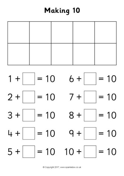 Making 10 Worksheets (SB12207) - SparkleBox Making Groups Of 10, Making Ten Worksheet, Singapore Math Kindergarten, Making 10 Worksheet, Kindergarten Journal, Kindergarten Journals, Number Sense Worksheets, Educational Websites For Kids, Number Sentences