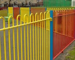 Playground Fencing | Steel Fences for Playgrounds | Steelway Fensecure Outdoor Fence Toys, Crayon Fence, Playground Fencing, Rainbow Fence Backyards, Wooden Toy Fence Diy, Playground Fence, Child Fence, Steel Fencing, Metal Fencing