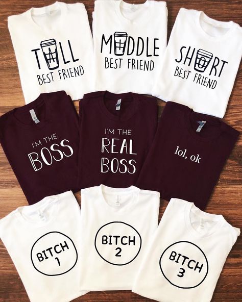 SHOP GRACIE🍍 on Instagram: “1, 2, or 3? 😋 Which set do you and your besties want? 😂 Tag a friend! 👯‍♀️ NEW ARRIVALS JUST HIT THE SITE!!! 💕 Perfect matching tees for…” 3 Best Friends Shirts, Best Friend Hoodies, Friends Shirts, Sarcastic Clothing, Friend Shirts, Bff Things, Best Friend T Shirts, Bff Shirts, 3 Best Friends