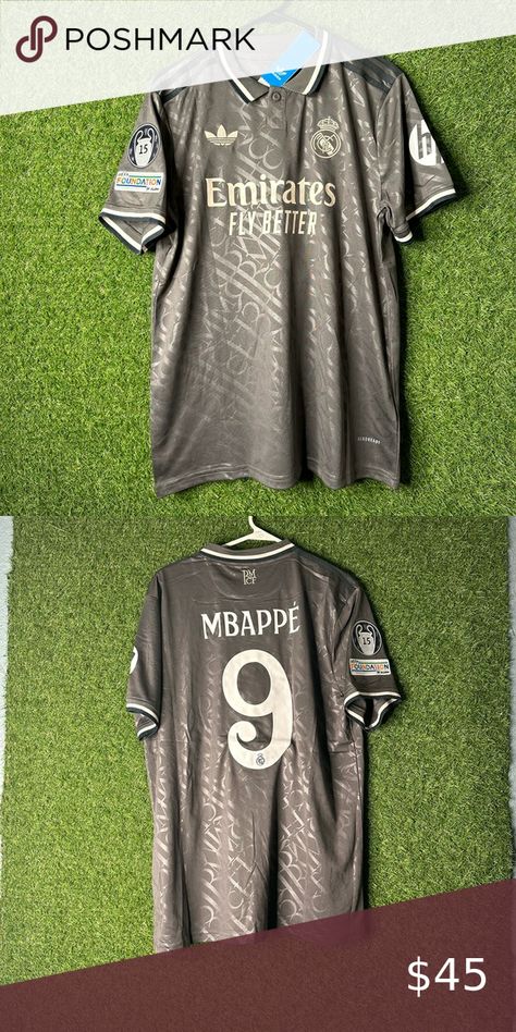 Real Madrid 2024/25 3rd Away Kit Kylian Mbappe #9 With Champions league Patch. Real Madrid 3rd Kit, Kylian Mbappe, Champions League, Real Madrid, Madrid, Adidas, Brand New, Quick Saves