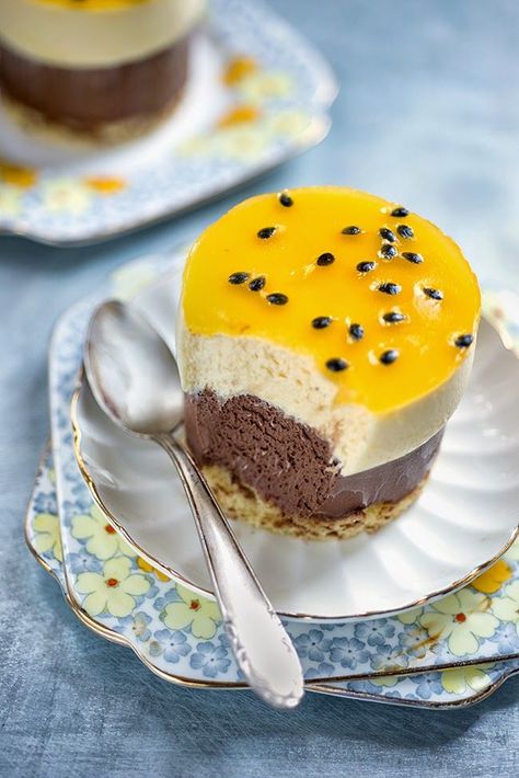 {French} Chocolate and Passionfruit Entremet | Supergolden Bakes Passionfruit Entremet, Passion Fruit Dessert, Passion Fruit Mousse, Passionfruit Recipes, Patisserie Fine, French Chocolate, French Desserts, Chocolate Fruit, Mousse Recipes