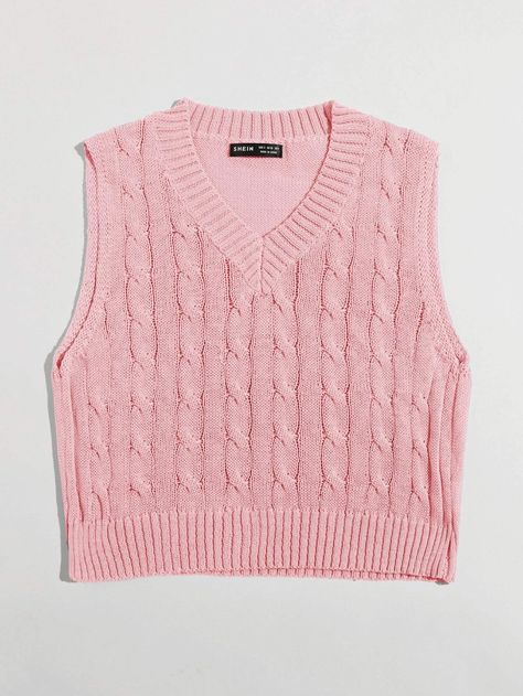 Cable Knit Cropped Sweater Vest | SHEIN USA How To Style A Sweater Vest, Clothes Korean Style, Sweater Vests, Sweater Vest Women, Korean Girl Fashion, Women Sweater, Simple Trendy Outfits, Mode Inspiration, Looks Vintage